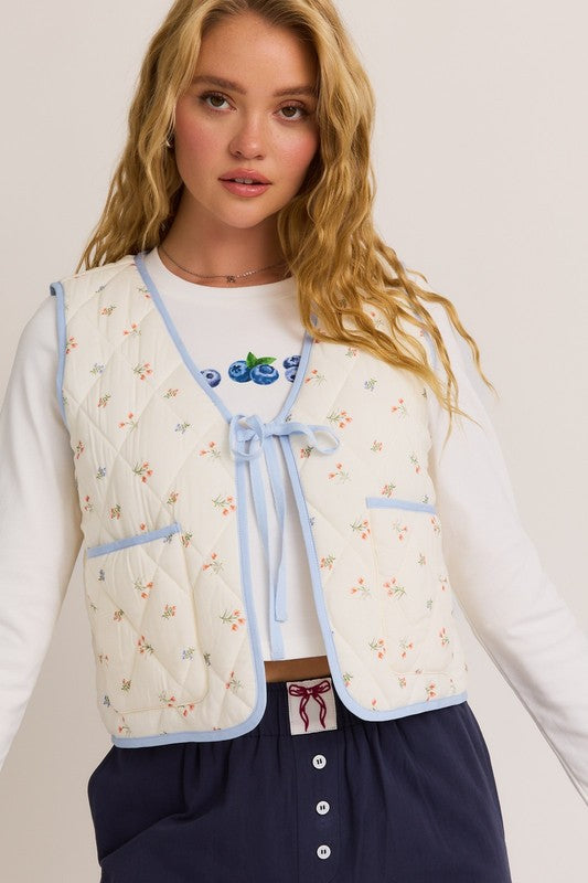 Morning Glory Floral Quilted Vest