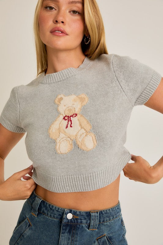 Beary Cute (Grey) SS Teddy Bear Sweater