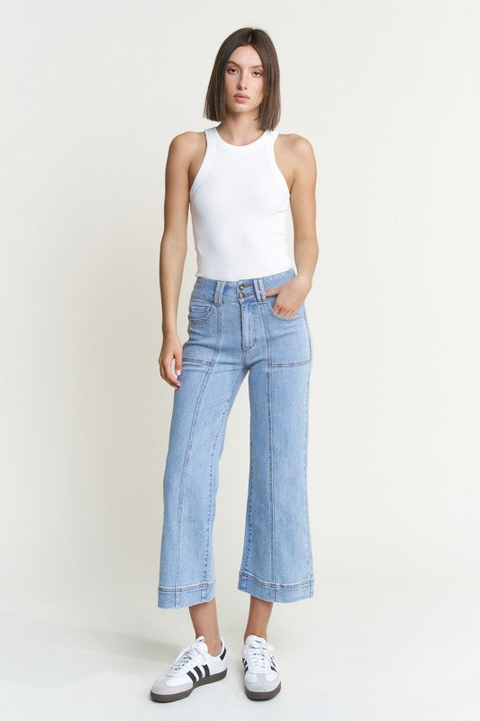 Off the Clock by Mica Wide Crop Jeans