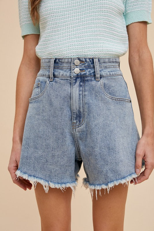 Double Down Two Button Denim Shorts