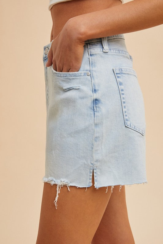 Sun Seeker (Light) Split Hem Denim Shorts
