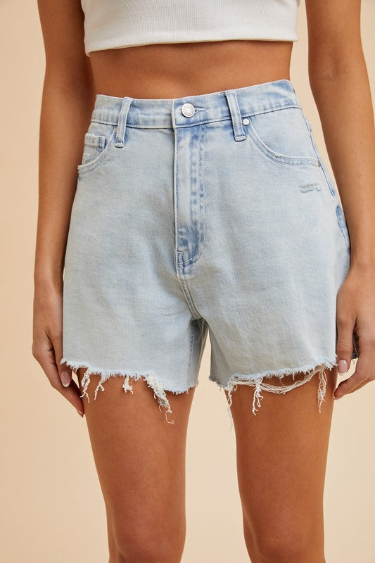 Sun Seeker (Light) Split Hem Denim Shorts