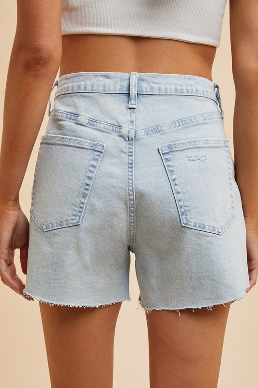 Sun Seeker (Light) Split Hem Denim Shorts