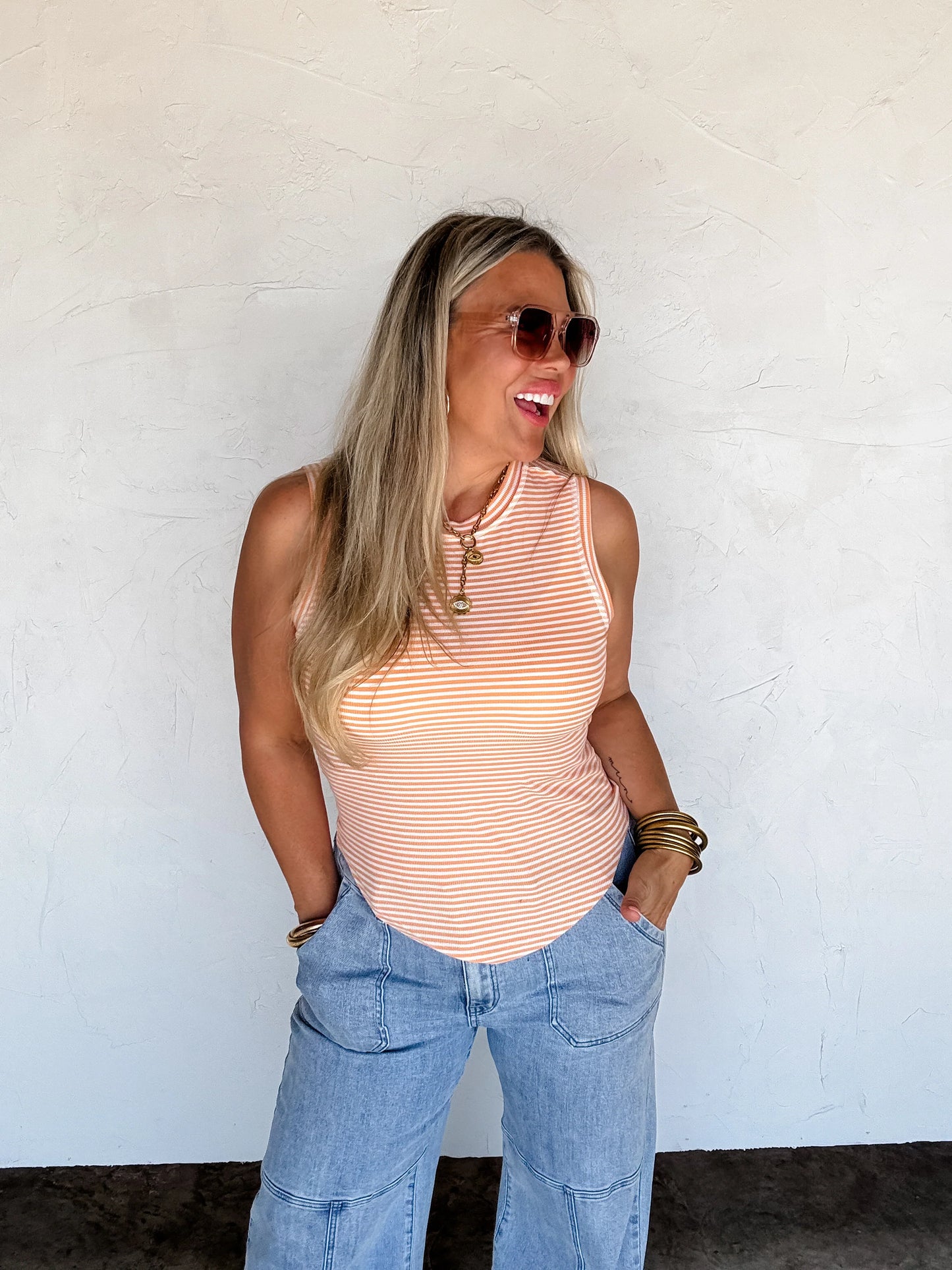 Summer Staple (Peach) Stripe Tank