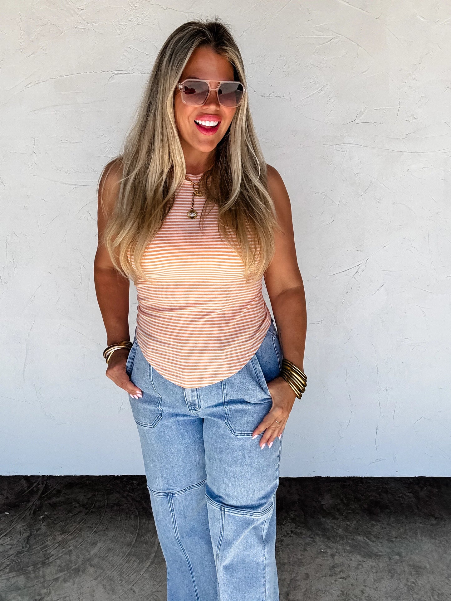 Summer Staple (Peach) Stripe Tank