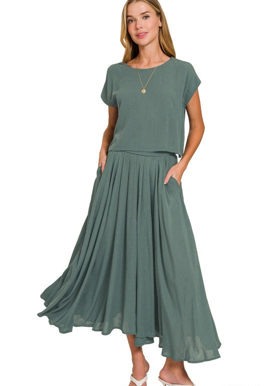 Easy Elegance (Jade) Crinkle Skirt