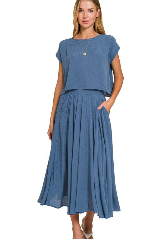 Easy Elegance (Blue) Crinkle Skirt