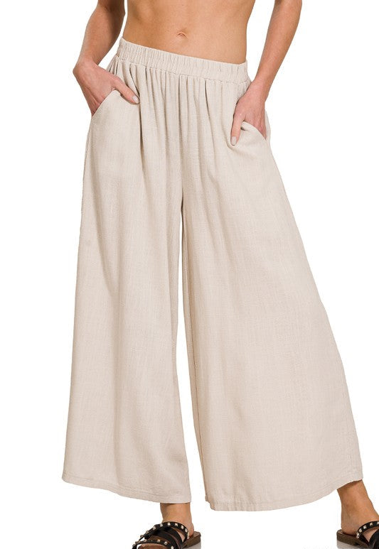 Sunny Skies (Sand) Linen Blend Pants