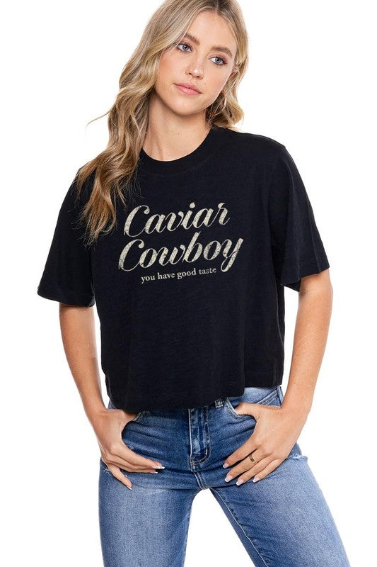 Caviar Cowboy Vintage Wash Crop Tee