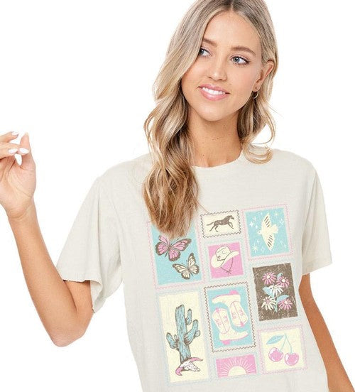 Western Stamps Washed Oversized Tee