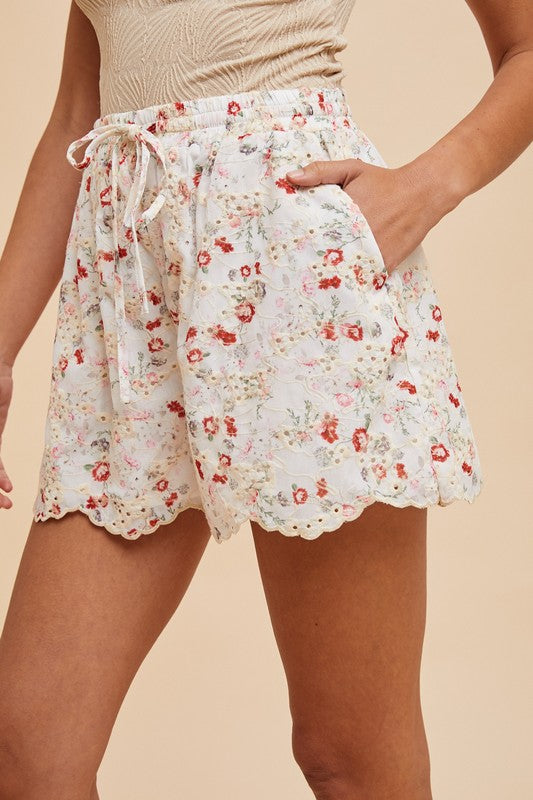 Floral Delight Embroidered Shorts