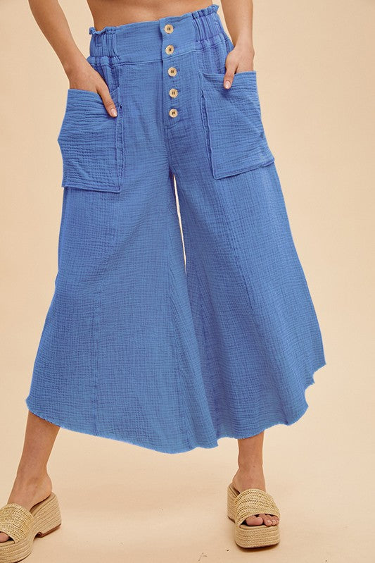 Starting Over (Blue) Crop Gauze Pants