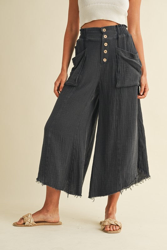 Starting Over (Charcoal) Crop Gauze Pants