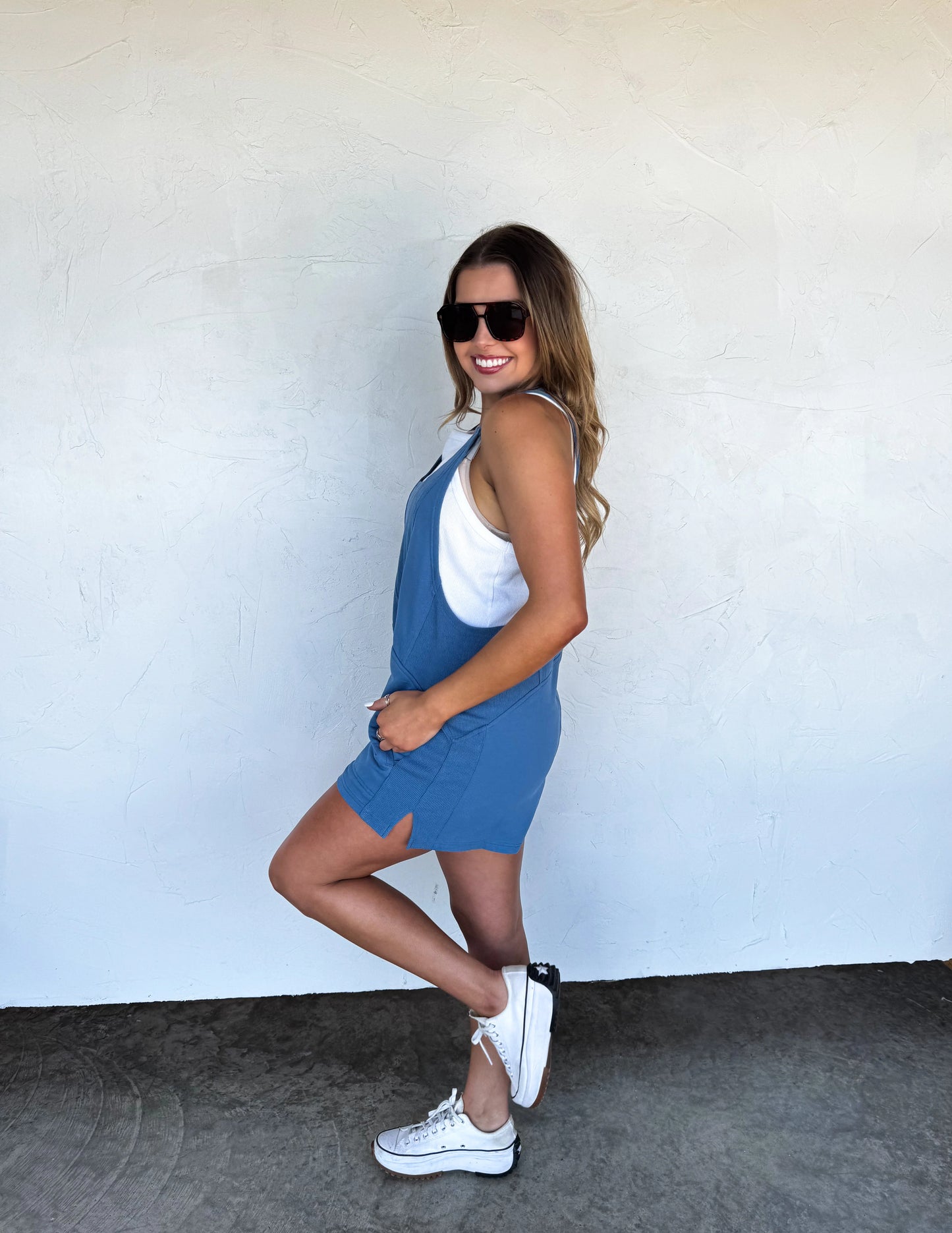 Fun Times (Blue) Shorts Romper