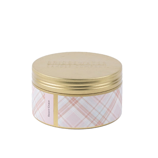 Sweet Grace 3-Wick Plaid Tin Candle