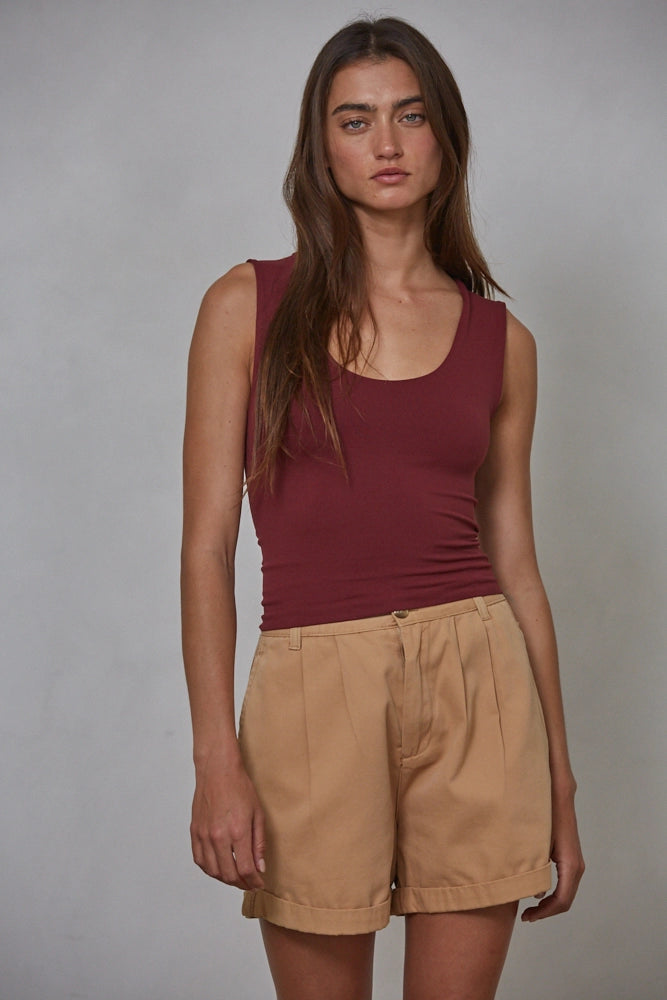 (Sangria) Double Layer Seamless Tank