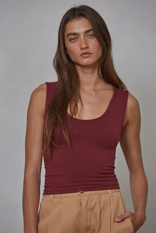 (Sangria) Double Layer Seamless Tank