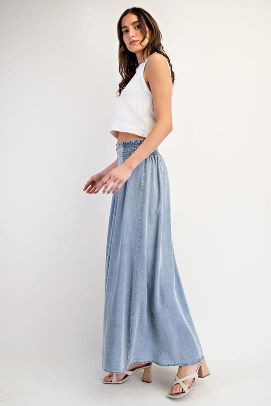 Mountain Views Button Front Denim Skirt