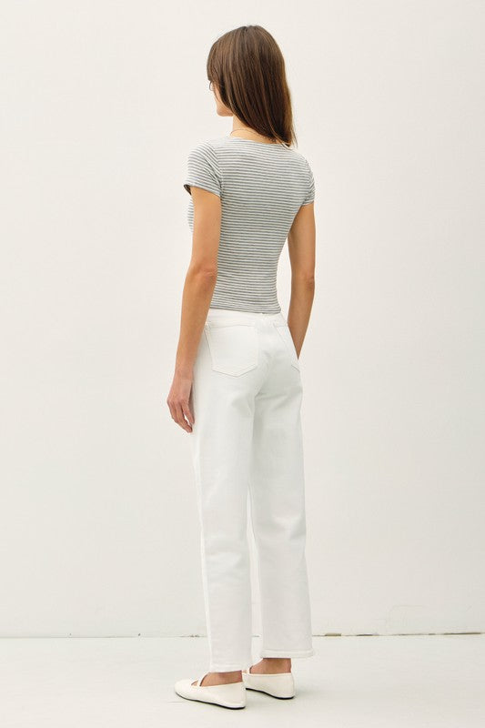 Feel Good (Grey) Stripe Double Lined Top