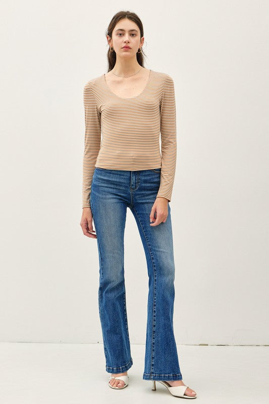 Double Layer (Mocha) Stripe LS Top