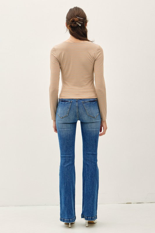 Double Layer (Mocha) Stripe LS Top