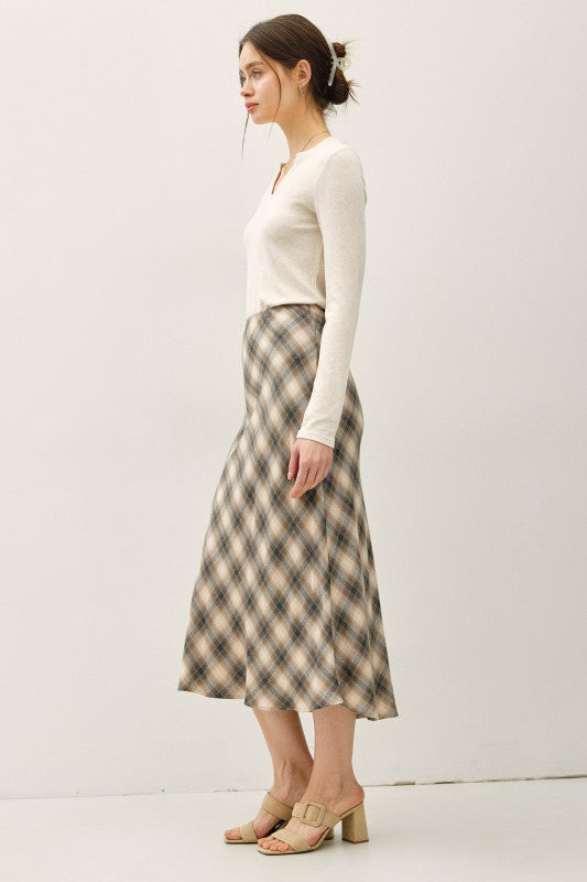 Plaid Perfect Fit & Flare Midi Skirt