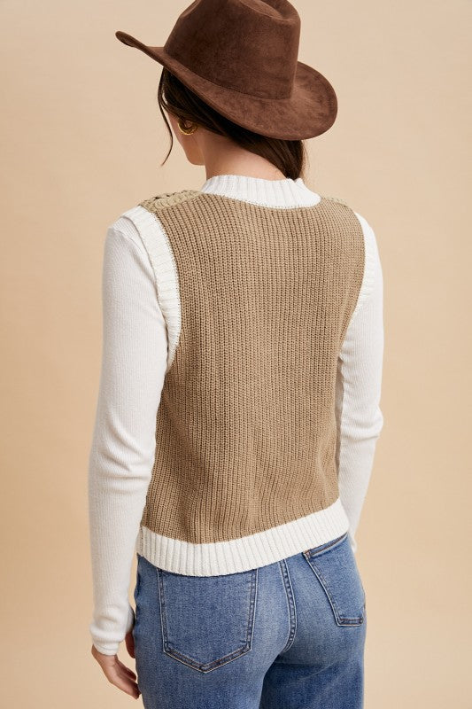 Crochet Cutie (Lt Olive) Sweater Vest