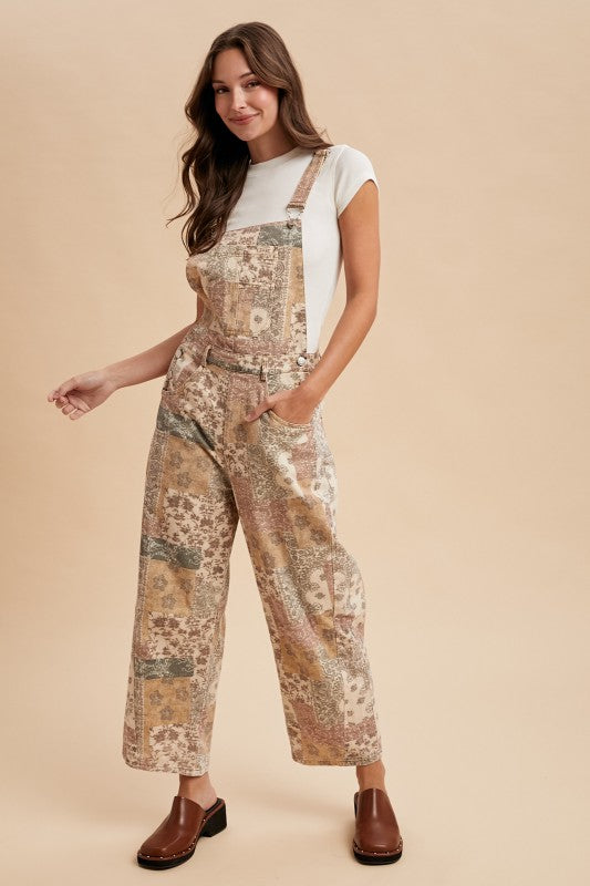 Vintage Appeal Patchwork Barrel Overalls
