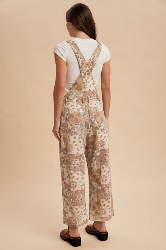 Vintage Appeal Patchwork Barrel Overalls