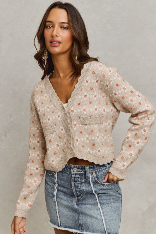 Memory Lane Floral Scallop Cardigan