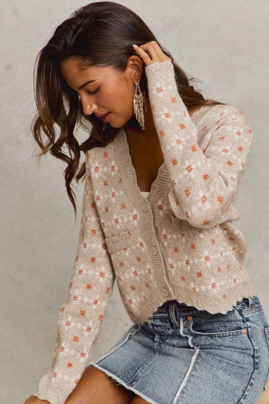 Memory Lane Floral Scallop Cardigan