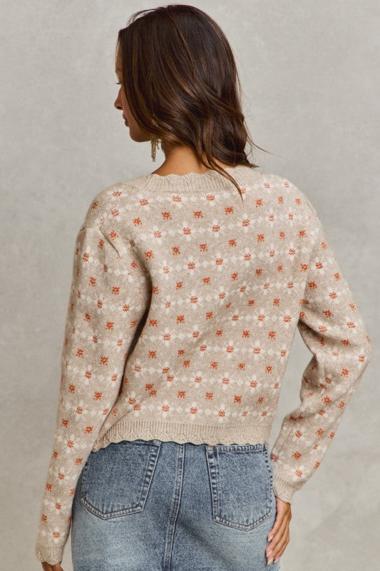 Memory Lane Floral Scallop Cardigan