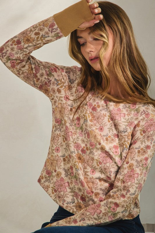 Bunny Hill Floral Waffle Knit Top