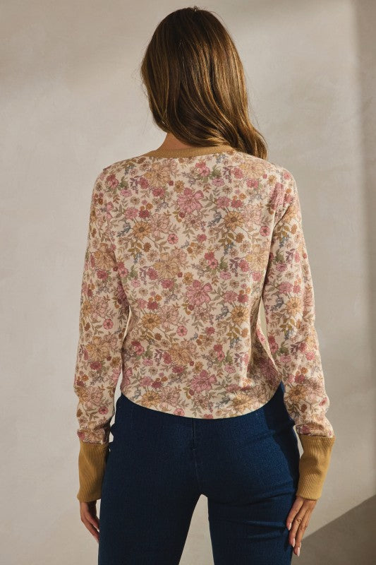 Bunny Hill Floral Waffle Knit Top