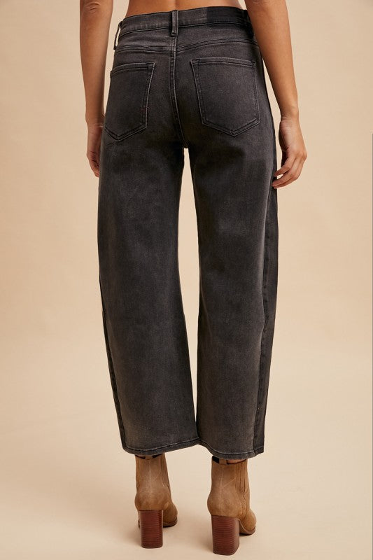 On My Side (Black) 2-Tone Barrel Jeans