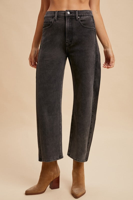 On My Side (Black) 2-Tone Barrel Jeans