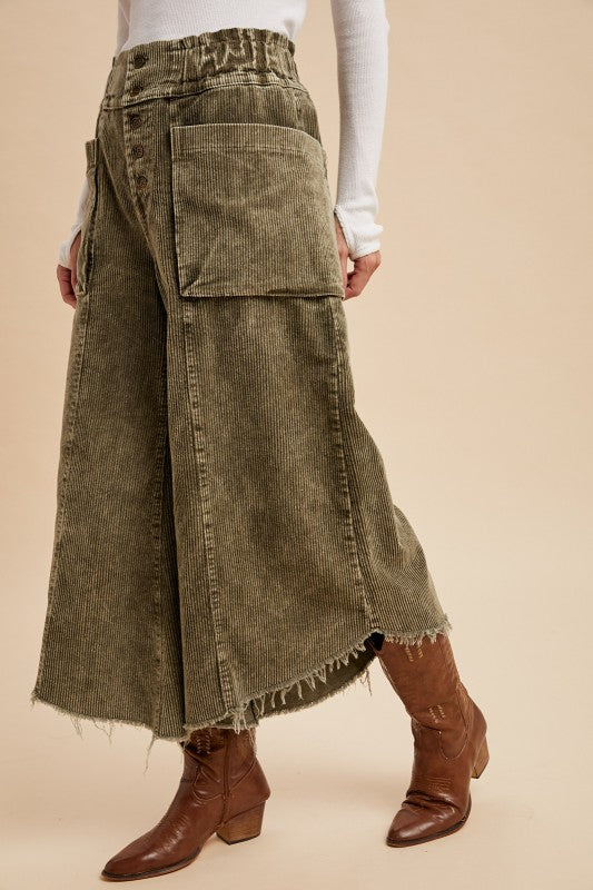 Inspiration Point (Olive) Crop Cord Pants