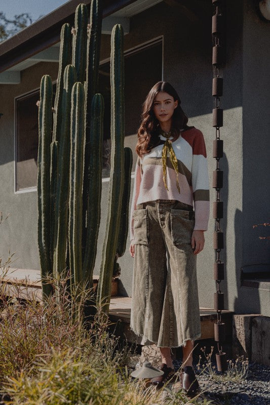 Inspiration Point (Olive) Crop Cord Pants