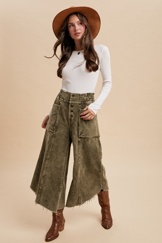 Inspiration Point (Olive) Crop Cord Pants