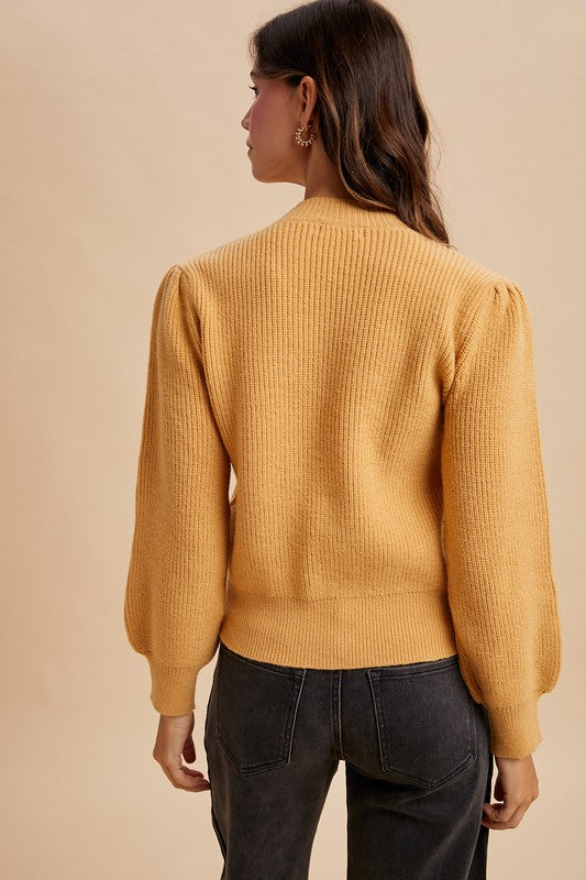 Marigold Blooms Crochet Detail Sweater