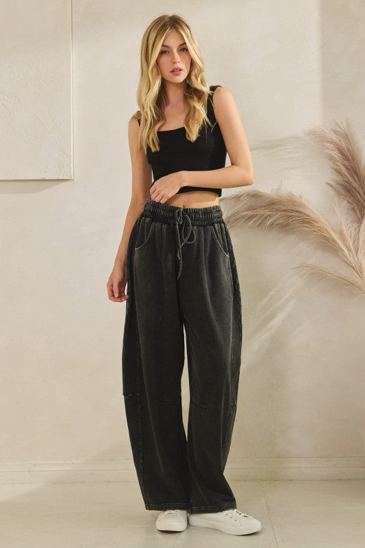 Easy Does It (Black) Barrel Pants