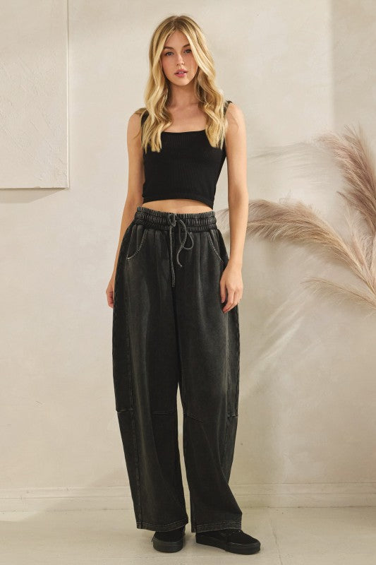 Easy Does It (Black) Barrel Pants