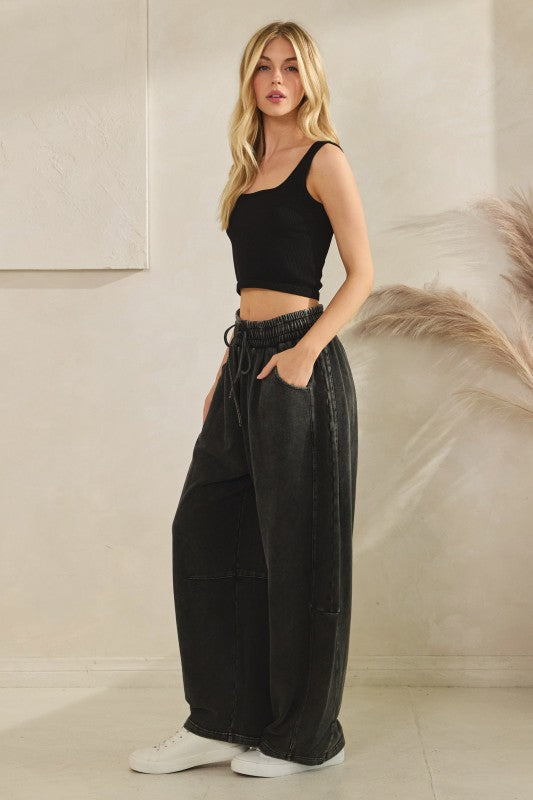 Easy Does It (Black) Barrel Pants