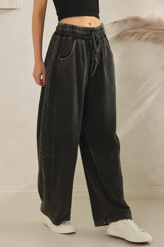Easy Does It (Black) Barrel Pants