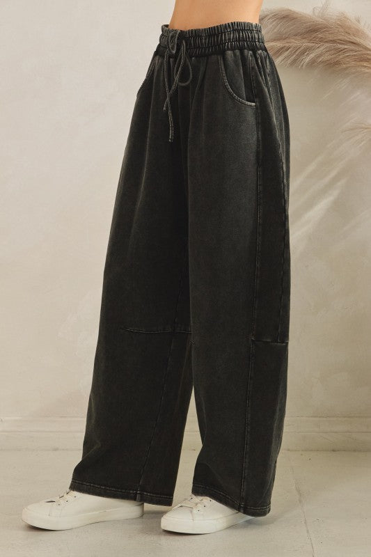 Easy Does It (Black) Barrel Pants