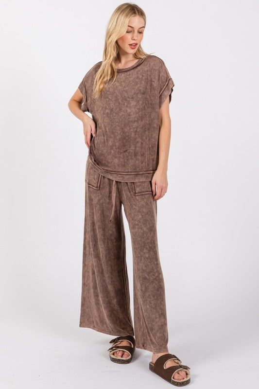 Magic Mineral (Brown) Ribbed Knit Pants