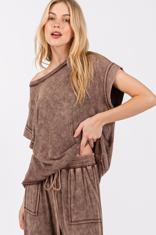 Magic Mineral (Brown) Ribbed Knit Top