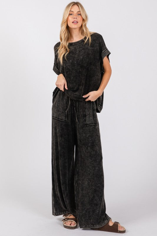 Magic Mineral (Black) Ribbed Knit Top