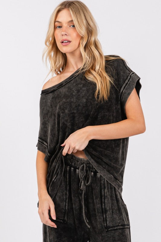 Magic Mineral (Black) Ribbed Knit Top