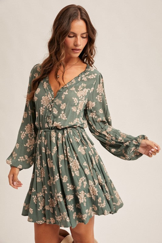 Take Time (Hunter Grn) Floral Dress